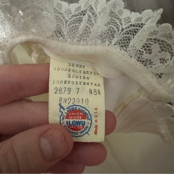 Vintage Union Made Girls Dress Size 7 Ruffle Lace Pleated Short Sleeve 80s Style - Picture 5 of 16